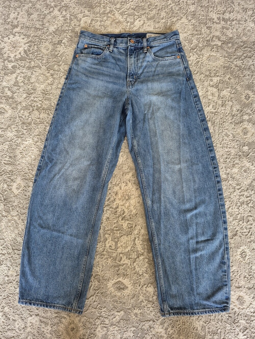 Gap Women's Y2K 90s Streetwear High Rise Barrel Medium Wash Denim Jeans Size 6 - Picture 2 of 6